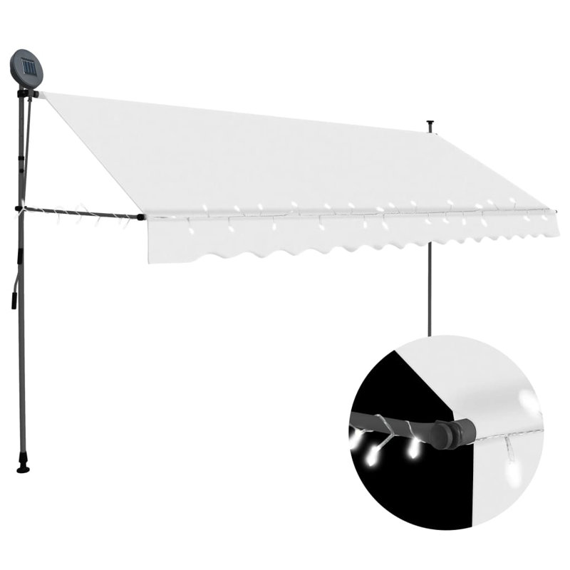 VidaXL Retractable Awning with Hand Crank and LED Sunshade Shelter for